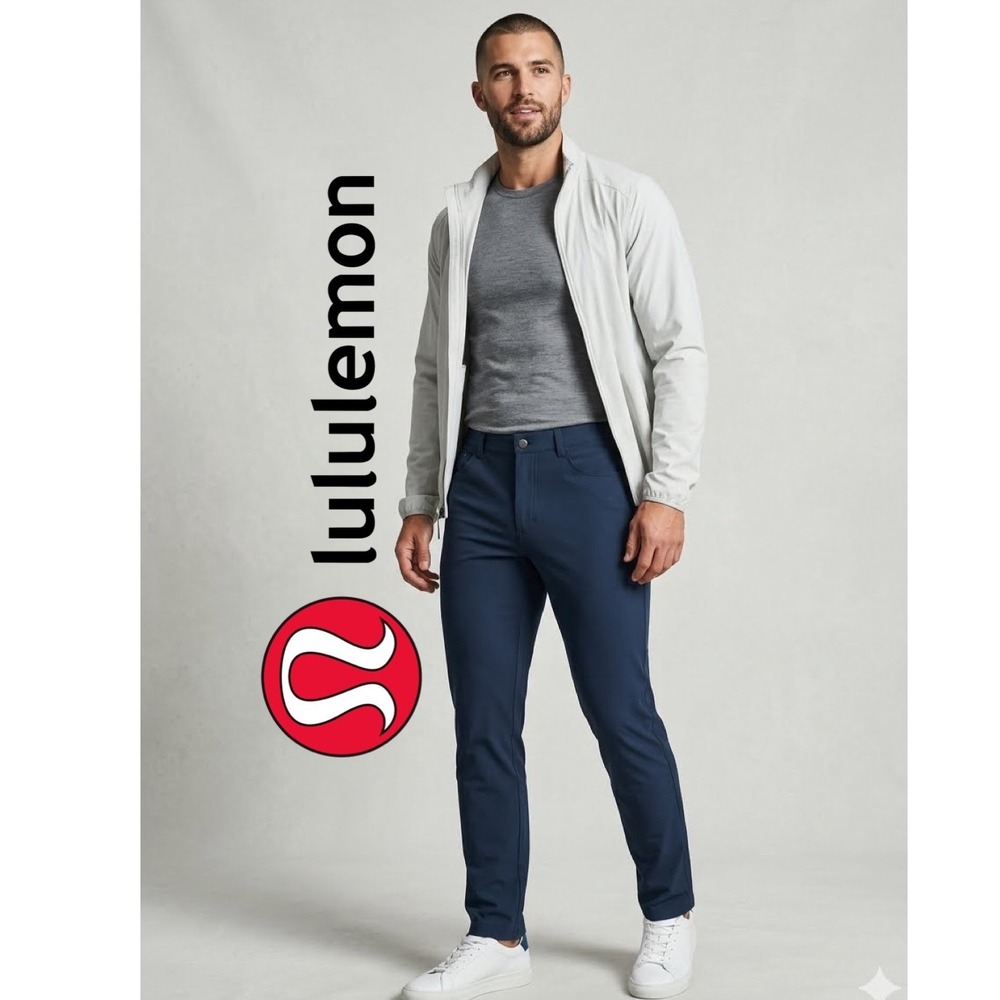Lululemon Commission Slim Fit Pant Navy Blue 34 Warpstreme Mens Trousers